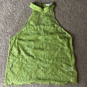 Lime Green Lace See Through Halter Top